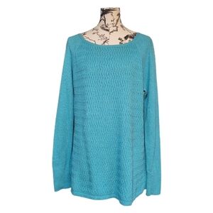 Ann Taylor LOFT Teal Sweater Size Large Scoop Neck Wool Blend Comfy Soft